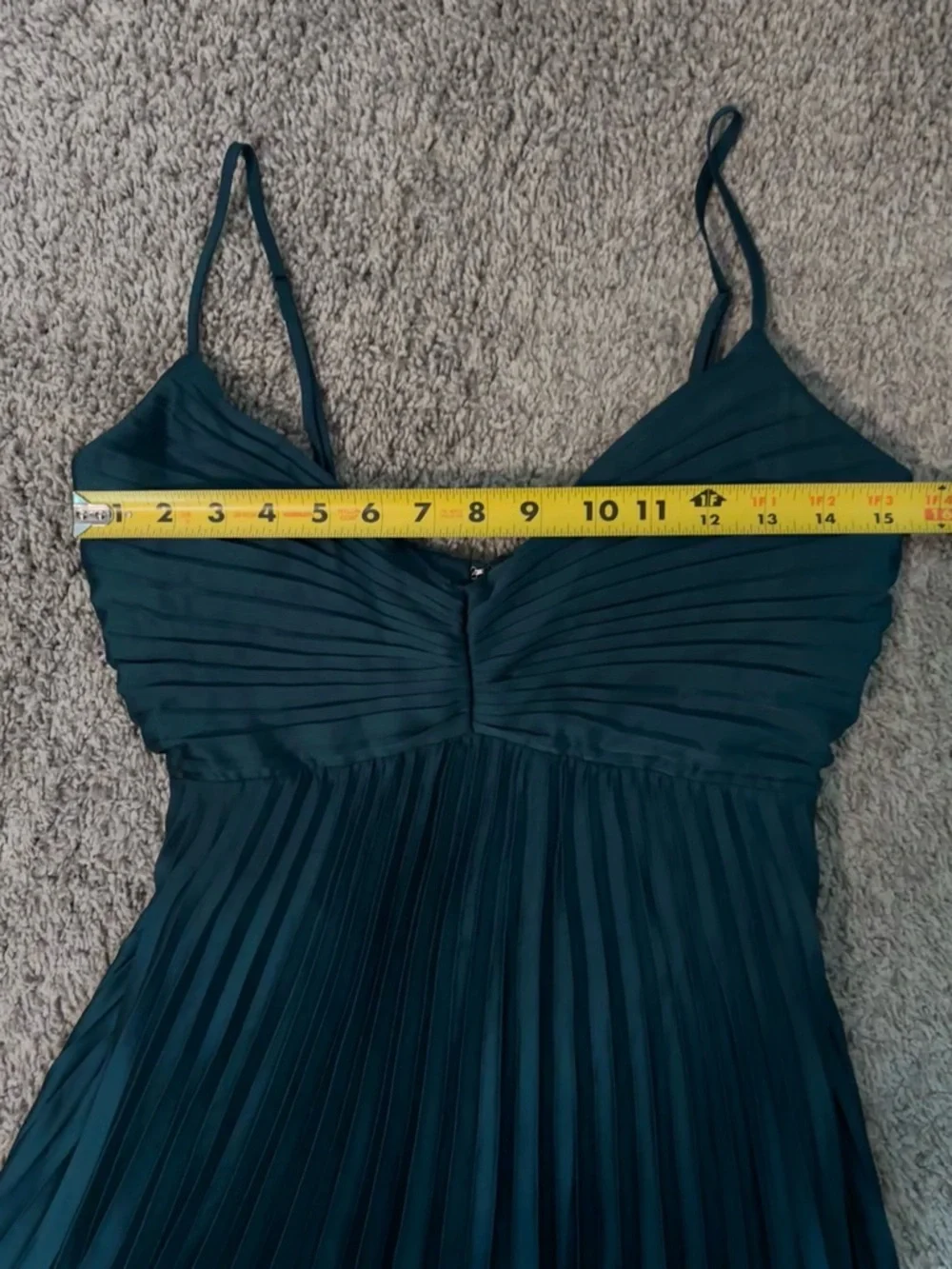 Abercrombie Pleated Maxi Dress Dark Teal Satin Slip Formal Size Small - Picture 5 of 15